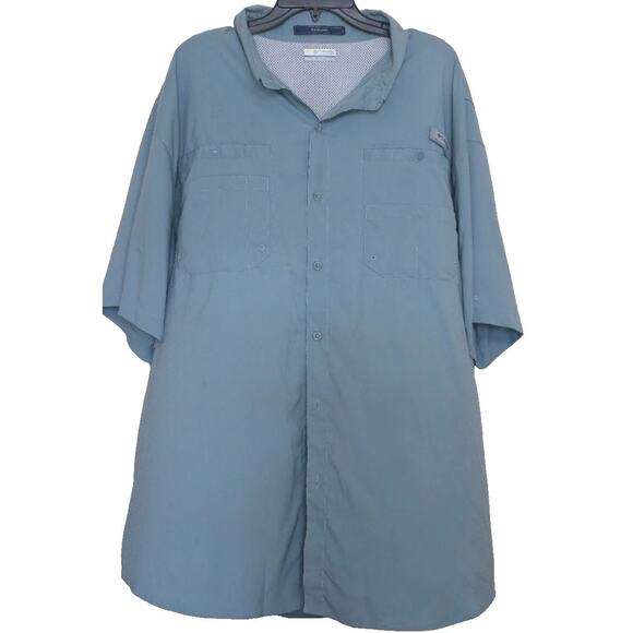 Columbia PFG Tamiami Shirt Mens 3XL Blue Gray Short Sleeve - Picture 1 of 6